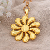 Dubai Africa Flower Copper Necklace for Men Women Chain Necklace