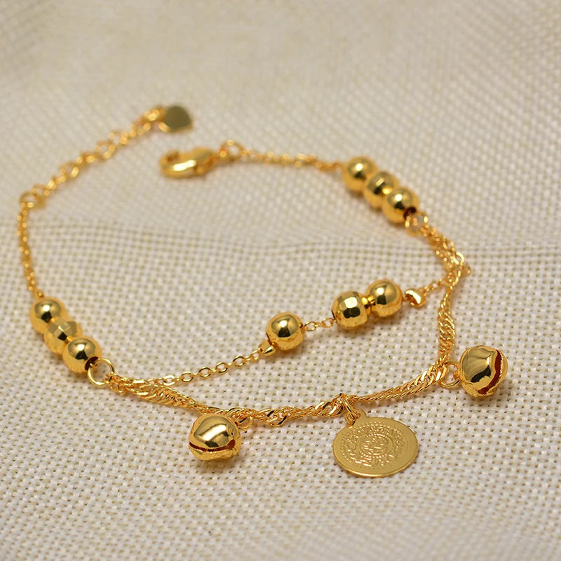 Dubai Arab Vintage Bell Chain Anklets Women Men Baby Ankle Bracelet