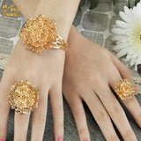 Dubai Flower Wedding Bridal Copper Cuff Bracelet Jewelry for Women