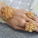 Dubai Flower Wedding Bridal Copper Cuff Bracelet Jewelry for Women