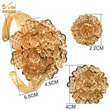Dubai Flower Wedding Bridal Copper Cuff Bracelet Jewelry for Women