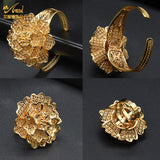 Dubai Flower Wedding Bridal Copper Cuff Bracelet Jewelry for Women