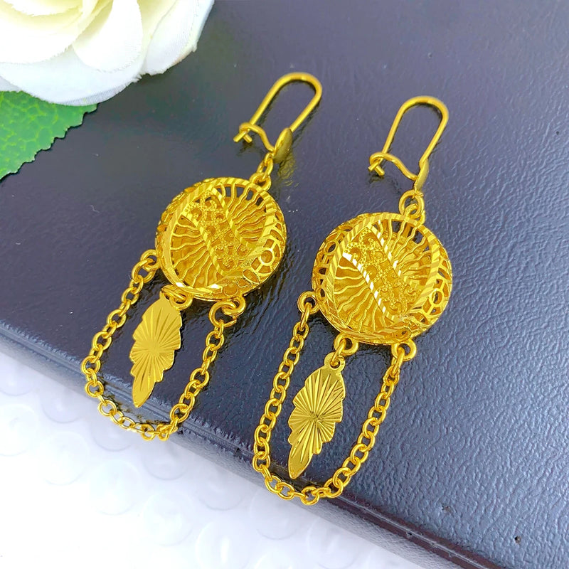 Ethiopia Tassle Drop Earrings Copper Plated Jewelry For Girls