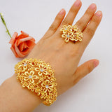 Ethiopian Cuff Bracelet Bangle With Ring For Women Middle East Wedding Jewelry