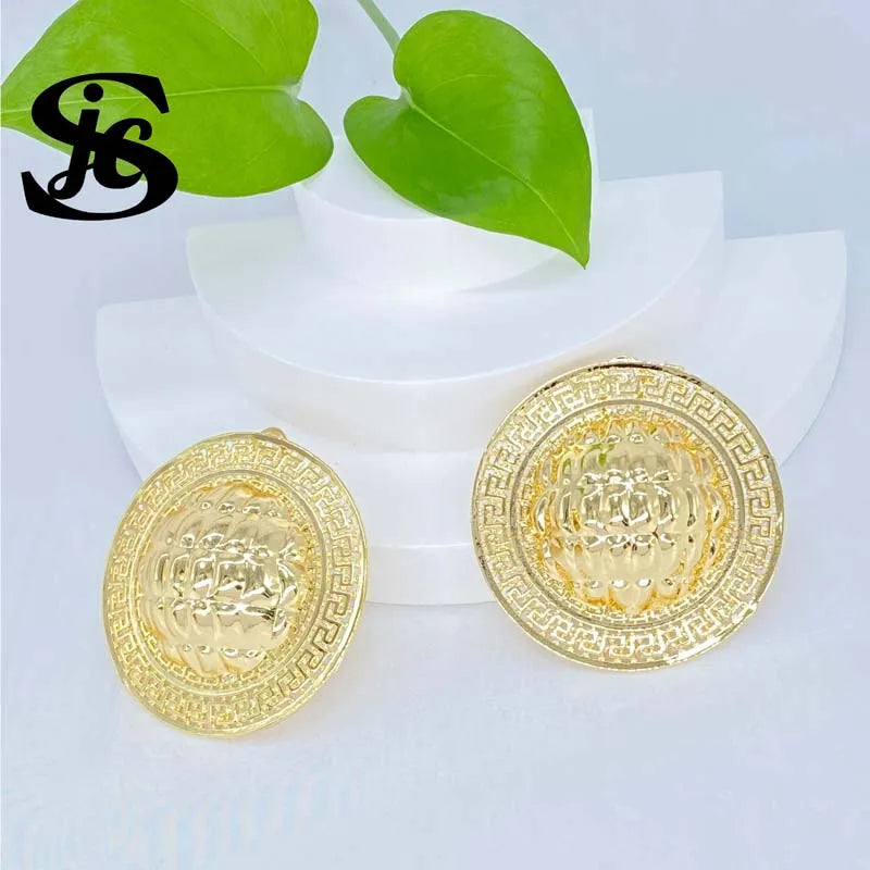 Dubai Copper Earrings Round Shape 18K Plated African Brazilian Bridal