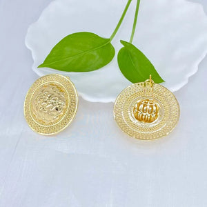 Dubai Copper Earrings Round Shape 18K Plated African Brazilian Bridal
