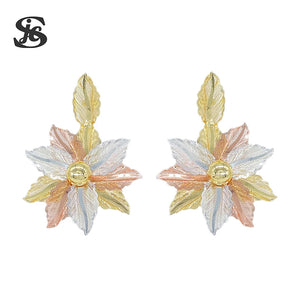 Dubai Multicolour Flower Clip Earrings for Women Daily Wear