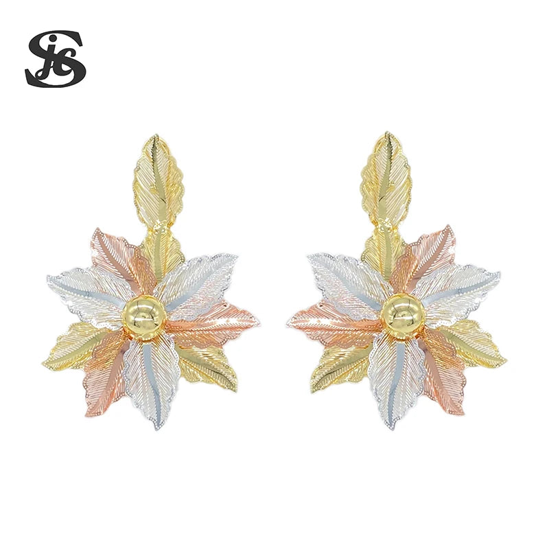 Dubai Multicolour Flower Clip Earrings for Women Daily Wear