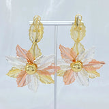 Dubai Multicolour Flower Clip Earrings for Women Daily Wear