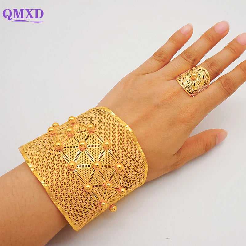 Dubai Bangle With Ring For Women Bead Cuff Bracelets