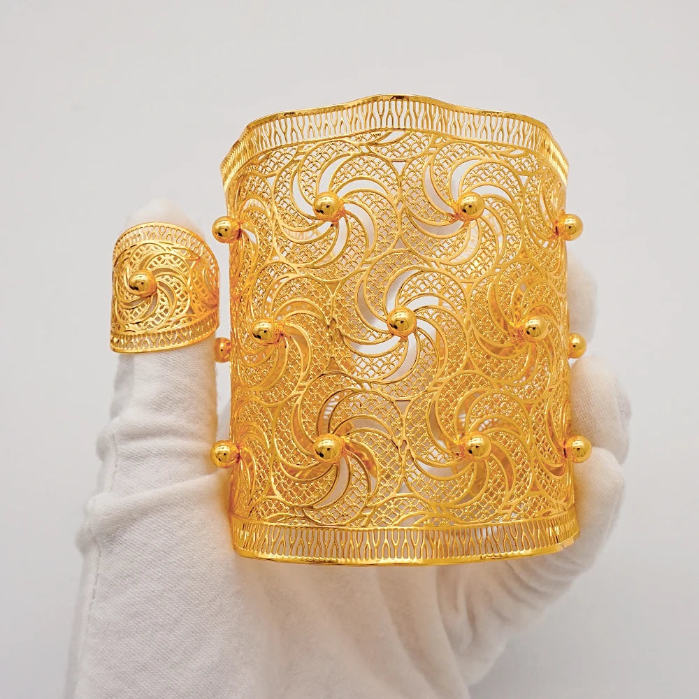 Dubai Bangle With Ring For Women Bead Cuff Bracelets