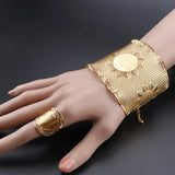 Dubai Bangle With Ring For Women Nigerian Wedding Party Jewelry