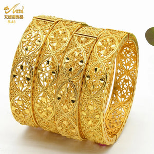 Dubai Bangles For Women Plated Indian African Hard Bracelets Charm Wedding