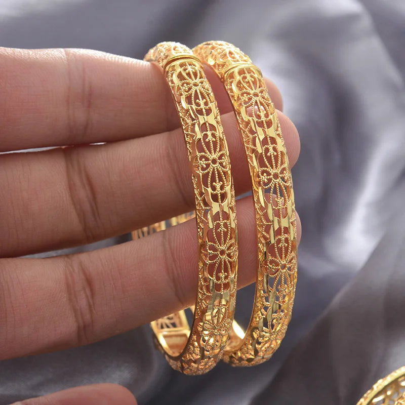 Dubai Bangles For Women Plated Indian African Hard Bracelets Charm