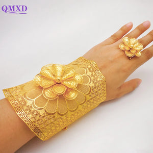Dubai Bangles With Ring For Women Moroccan Big Bracelet
