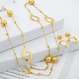 Dubai Jewelry Set Long Chain Necklace Stud Earings Set African Bride Jewelry
