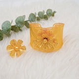 Dubai Flower Bangle & Ring Set Women Cuff Bracelet Nigerian Wedding