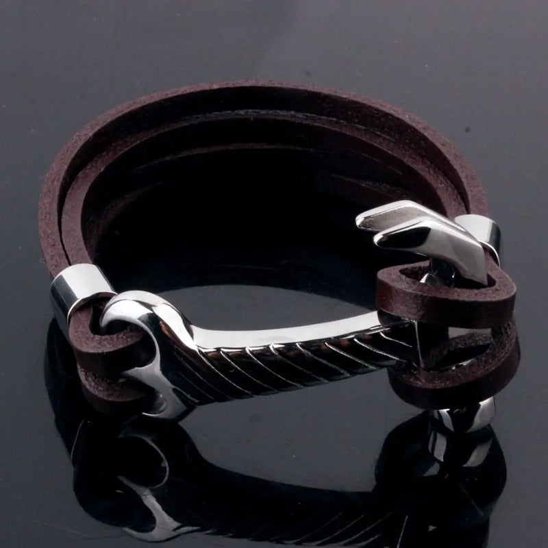 Dubai Stainless Steel Leather Bracelet Men Gift