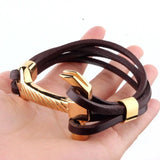 Dubai Stainless Steel Leather Bracelet Men Gift