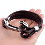Dubai Stainless Steel Leather Bracelet Men Gift