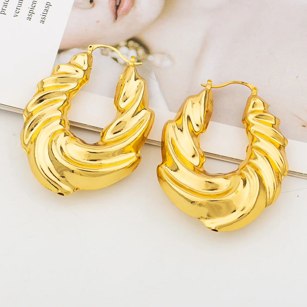 Dubai Plated Earrings for Women African Hoop Earrings