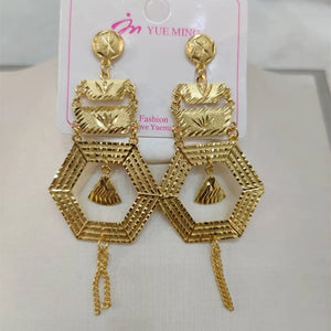 Dubai Plated Earrings for Women Tassel Ethiopian African Earrings