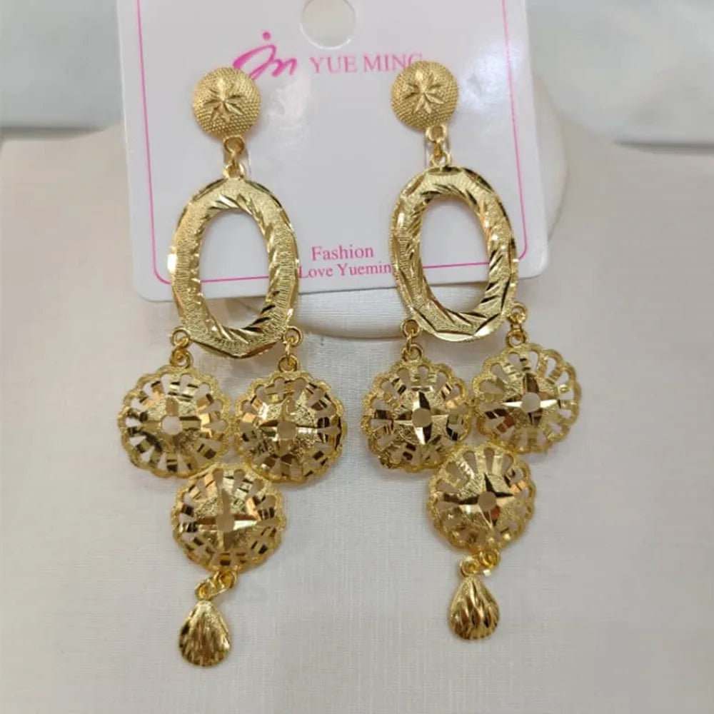 Dubai Plated Earrings for Women Tassel Ethiopian African Earrings