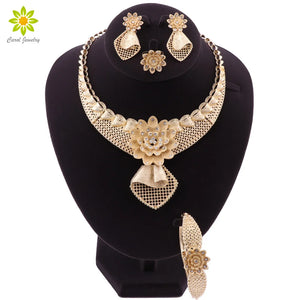 Dubai Jewelry Set Women Necklace Earrings Bracelet Ring African Beads
