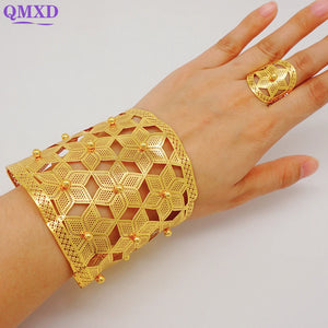 Dubai Indian Bangles With Ring For Women African Arabic Charm Bracelet