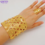Dubai Indian Bangles With Ring For Women African Arabic Charm Bracelet