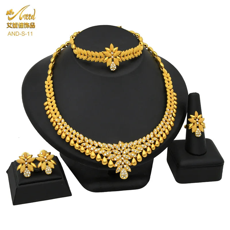 Dubai Jewelry Set Indian Bride Wedding Four Piece Set