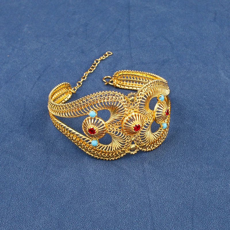 Dubai Plated Bracelet Open Bracelet Women Wedding Gift Jewelry Kpop