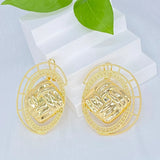 Dubai Clip Earrings 18K Plated Square Inlay Round Shape Exquisite&Luxury