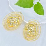 Dubai Clip Earrings 18K Plated Square Inlay Round Shape Exquisite&Luxury