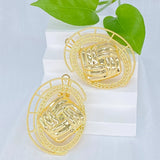 Dubai Clip Earrings 18K Plated Square Inlay Round Shape Exquisite&Luxury