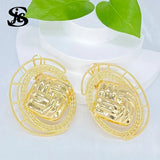 Dubai Clip Earrings 18K Plated Square Inlay Round Shape Exquisite&Luxury