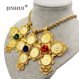 Dubai Necklace Women/Men 50cm Pendant 1913 Coin Red Stone