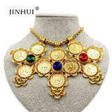 Dubai Necklace Women/Men 50cm Pendant 1913 Coin Red Stone