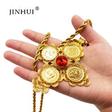Dubai Necklace Women/Men 50cm Pendant 1913 Coin Red Stone