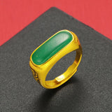 Dubai Style 24K Natural Stone Ring Resizeable Punk Wedding Rings Men