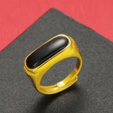 Dubai Style 24K Natural Stone Ring Resizeable Punk Wedding Rings Men