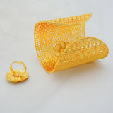 Dubai Wide Bangle & Ring Set for African Women - Bridal Banquet Jewelry