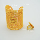 Dubai Wide Bangle & Ring Set for African Women - Bridal Banquet Jewelry