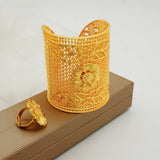 Dubai Wide Bangle & Ring Set for African Women - Bridal Banquet Jewelry