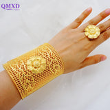 Dubai Wide Bangle & Ring Set for African Women - Bridal Banquet Jewelry