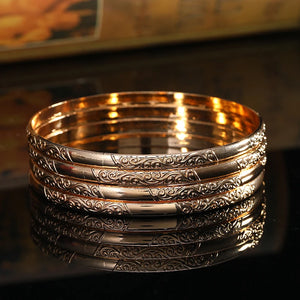 Dubai Bracelet Flower Carving Metal Wrist Jewelry