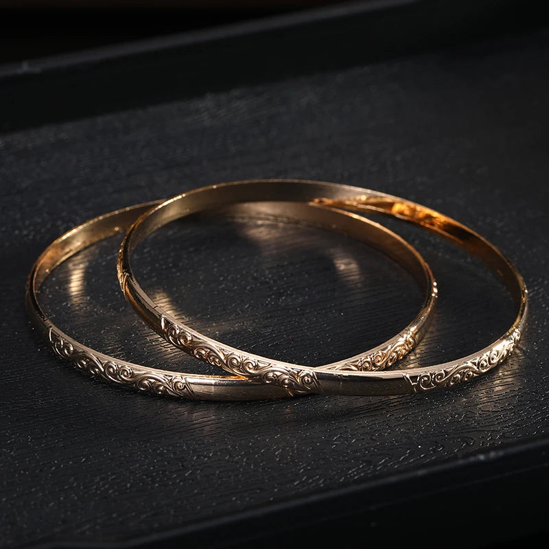 Dubai Bracelet Flower Carving Metal Wrist Jewelry