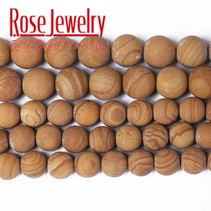 Natural Yellow Wood Striped Stone Beads 4-12mm