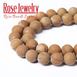 Natural Yellow Wood Striped Stone Beads 4-12mm