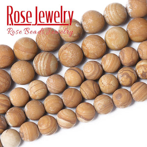 Natural Yellow Wood Striped Stone Beads 4-12mm